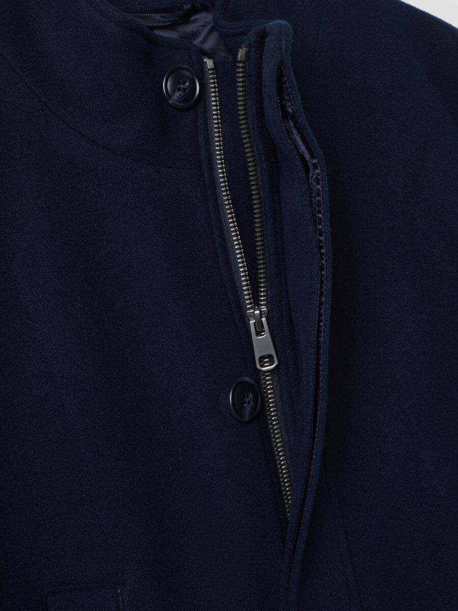 Navy regular-fit coat with concealed fastening_1