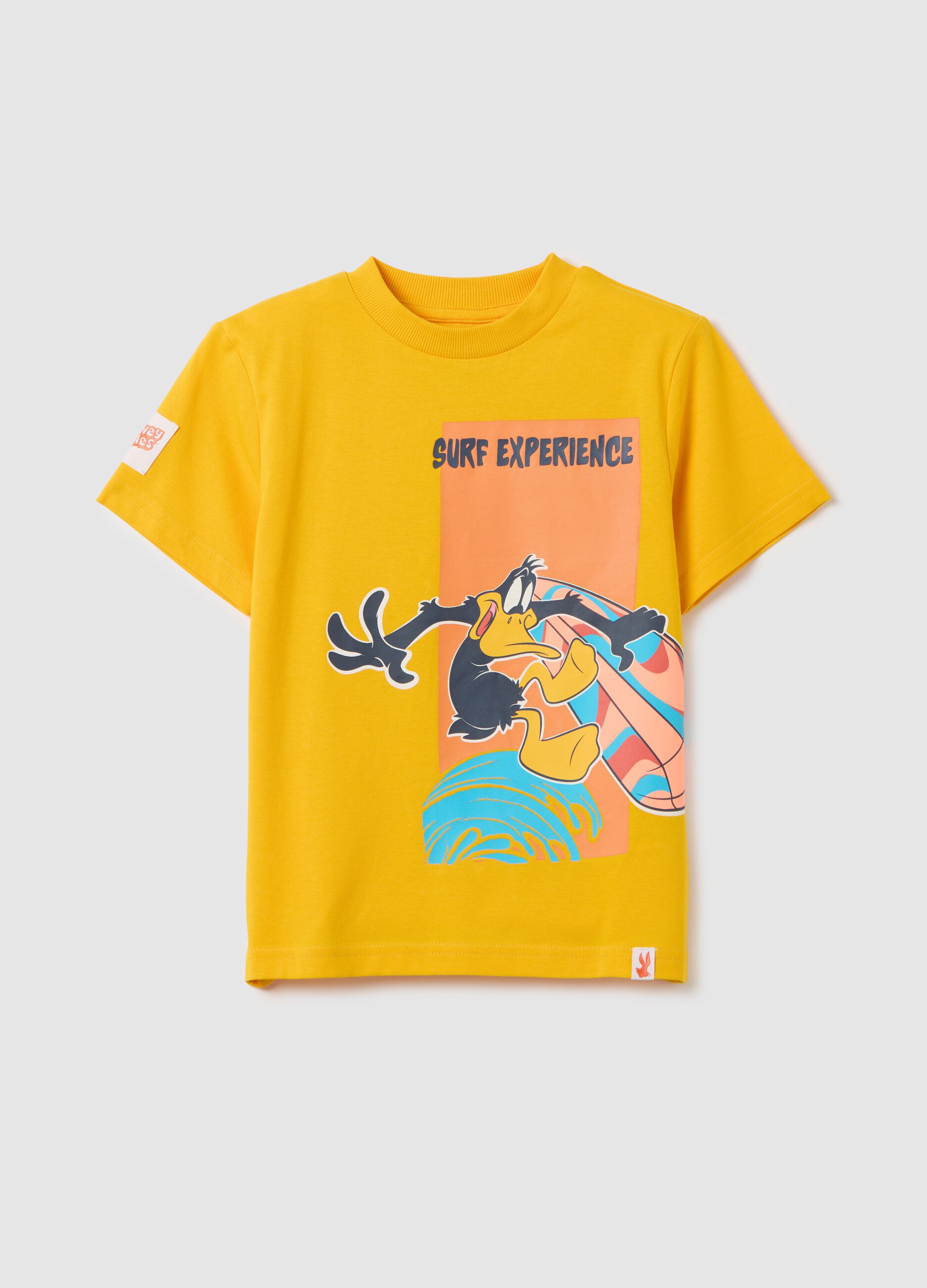 Yellow regular fit pure cotton kids' T-shirt