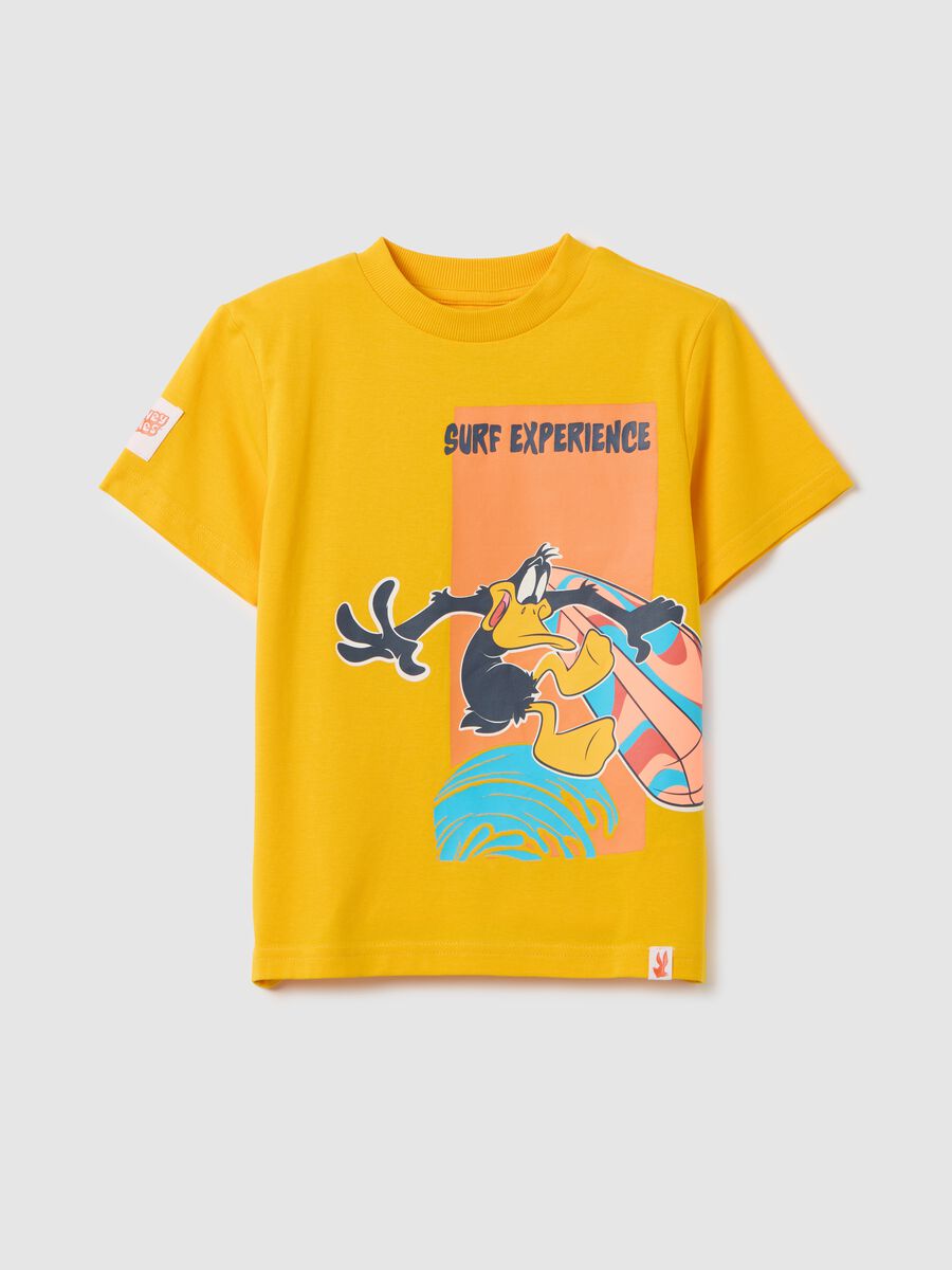 Yellow regular fit pure cotton kids' T-shirt_0