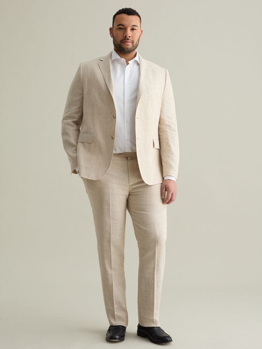 Oversized chino trousers in linen_0