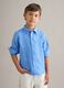 Camicia in puro lino azzurra oversize fit da bambino_0