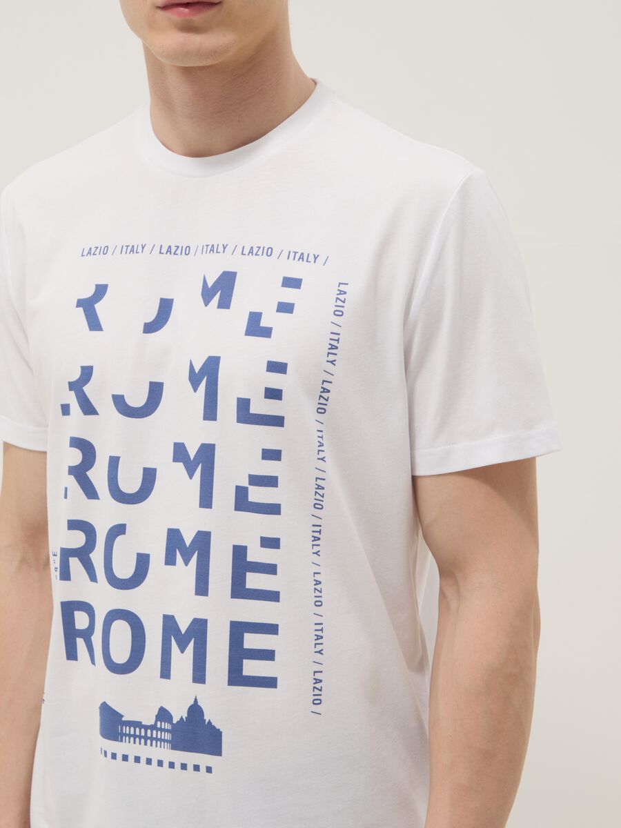 White pure cotton T-shirt with front print, regular fit_2