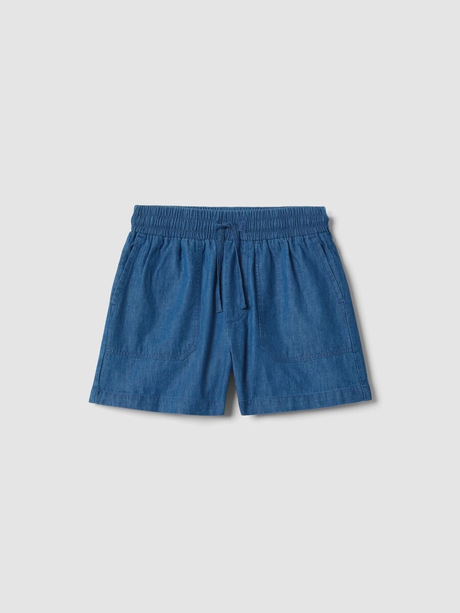Shorts in puro cotone denim blu da ragazza regular fit_3