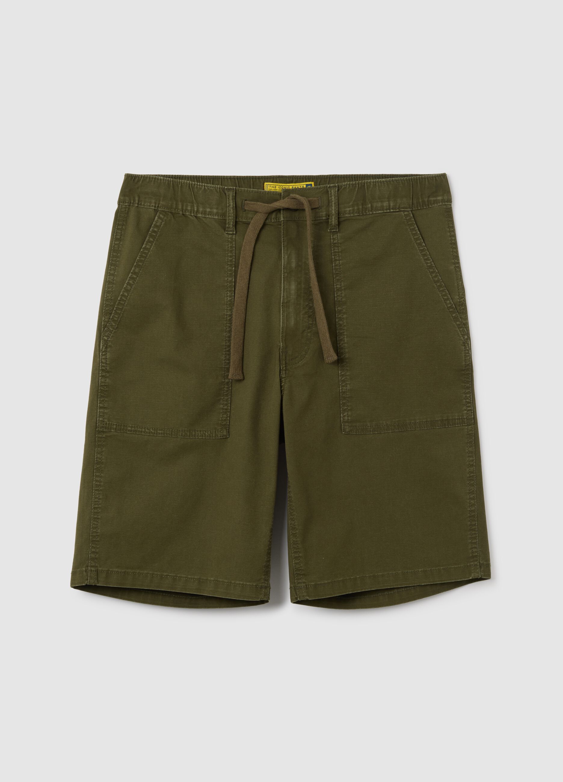 Pantaloncini da uomo in cotone elasticizzato verde regular fit