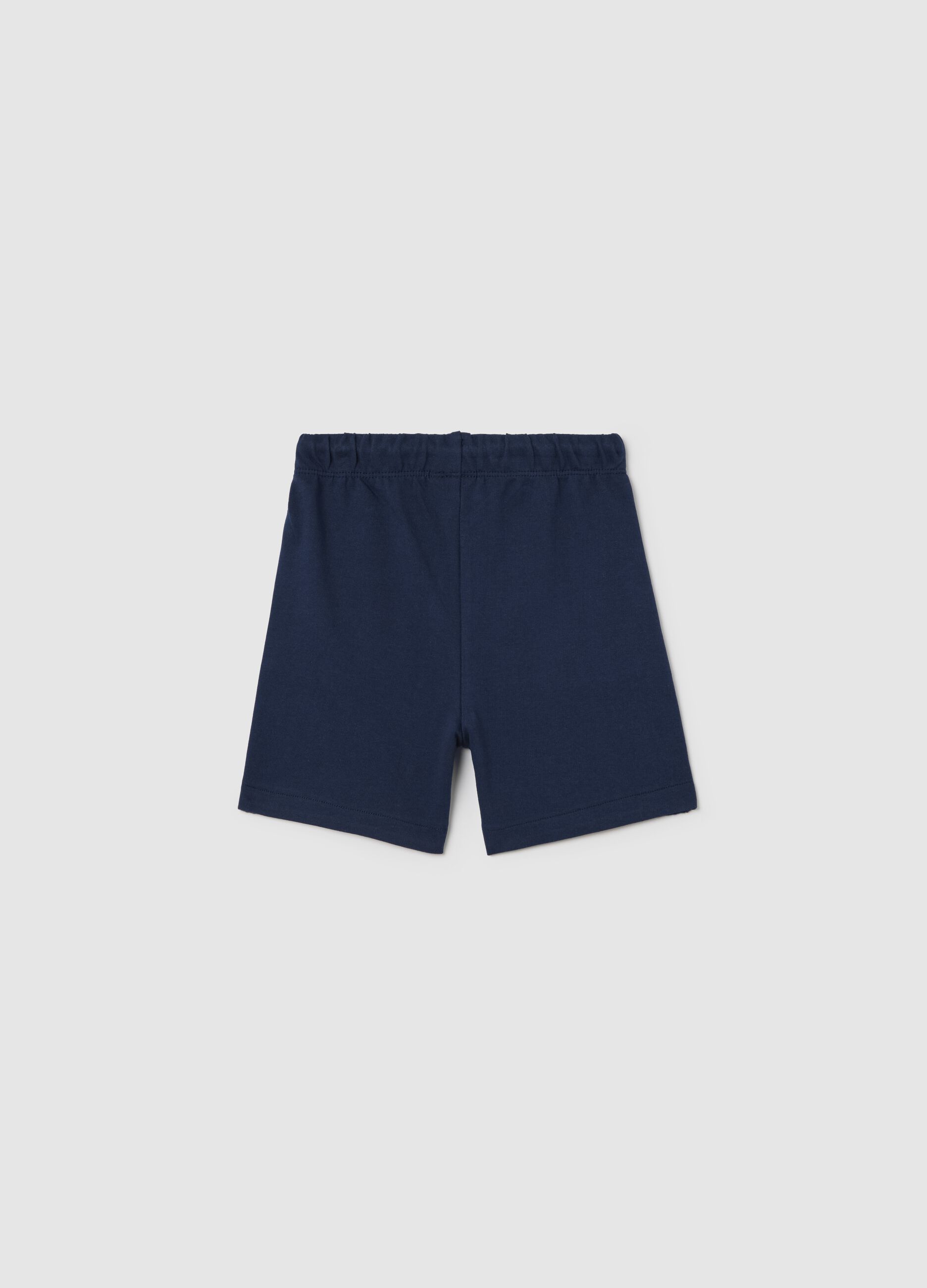 Blue Bermuda shorts with drawstring and waffle weave