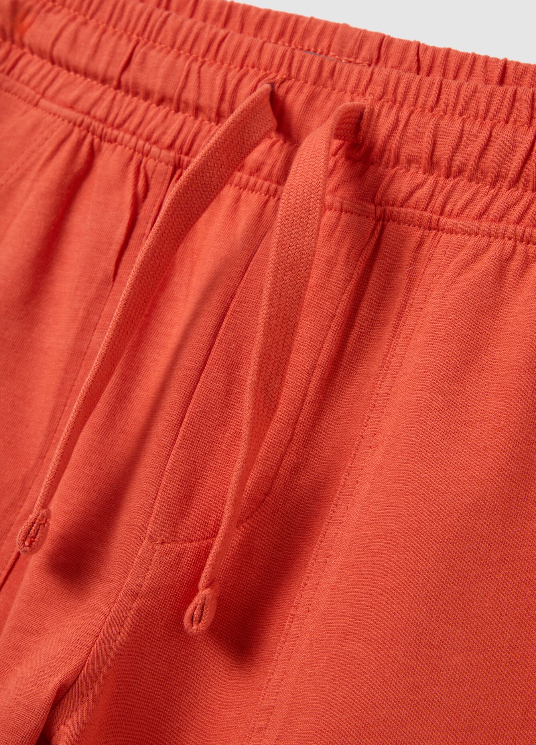 Shorts da bambino in puro cotone rosso regular fit con stampa