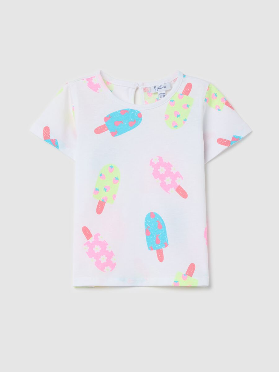 Cotton T-shirt with ice creams print_0