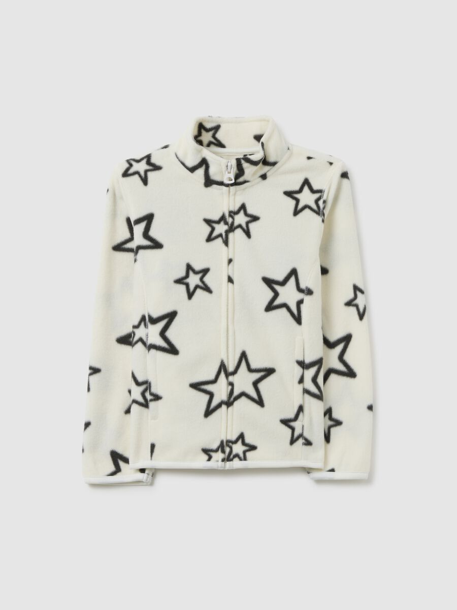 Felpa bianca da bambina vestibilità fitted con stelle_0