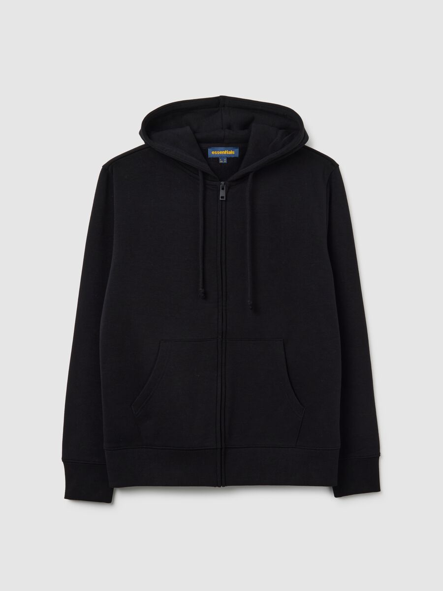 Felpa in misto cotone nero regular fit con zip_4