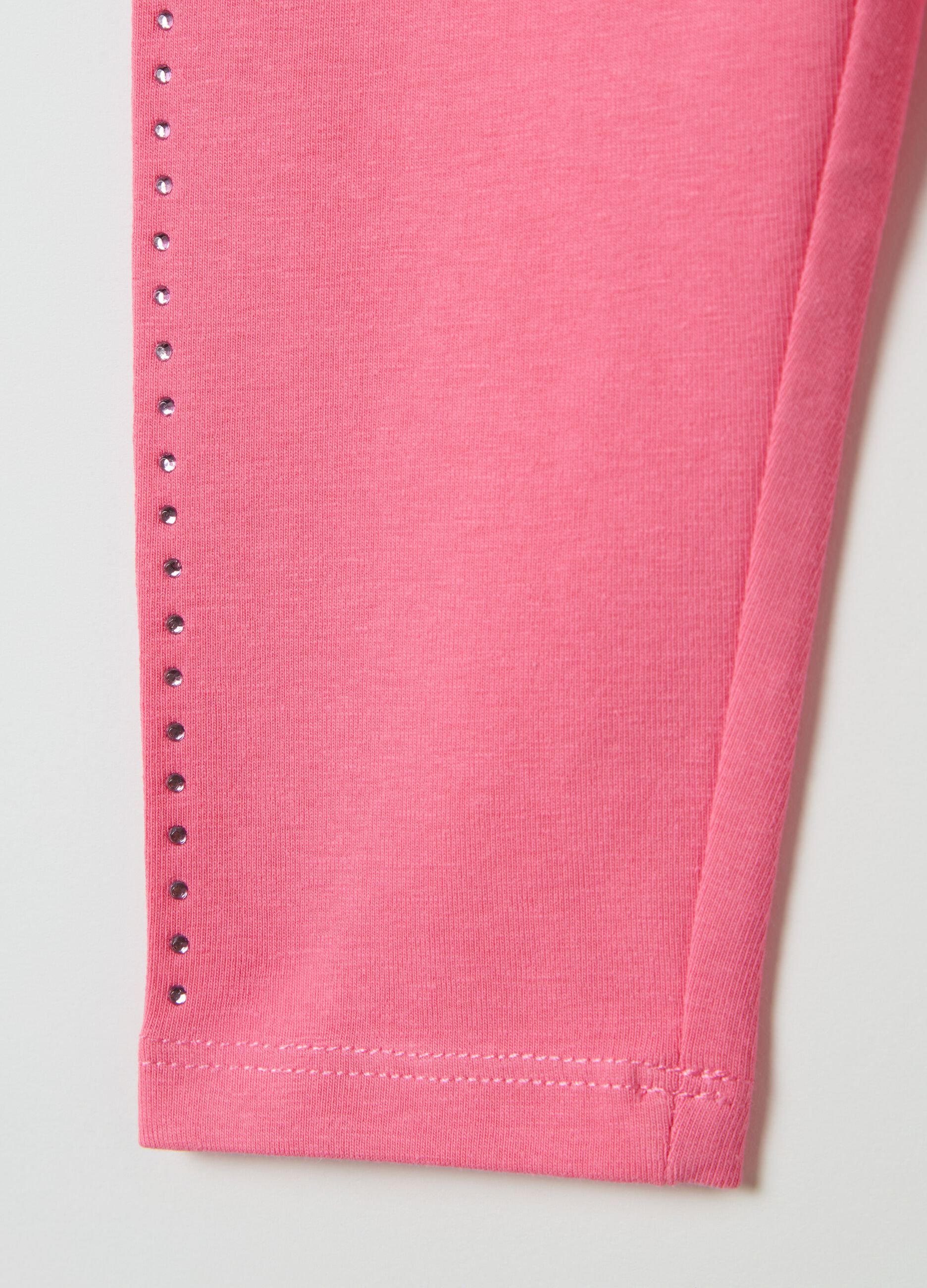 Stretch cotton leggings with diamanté motif