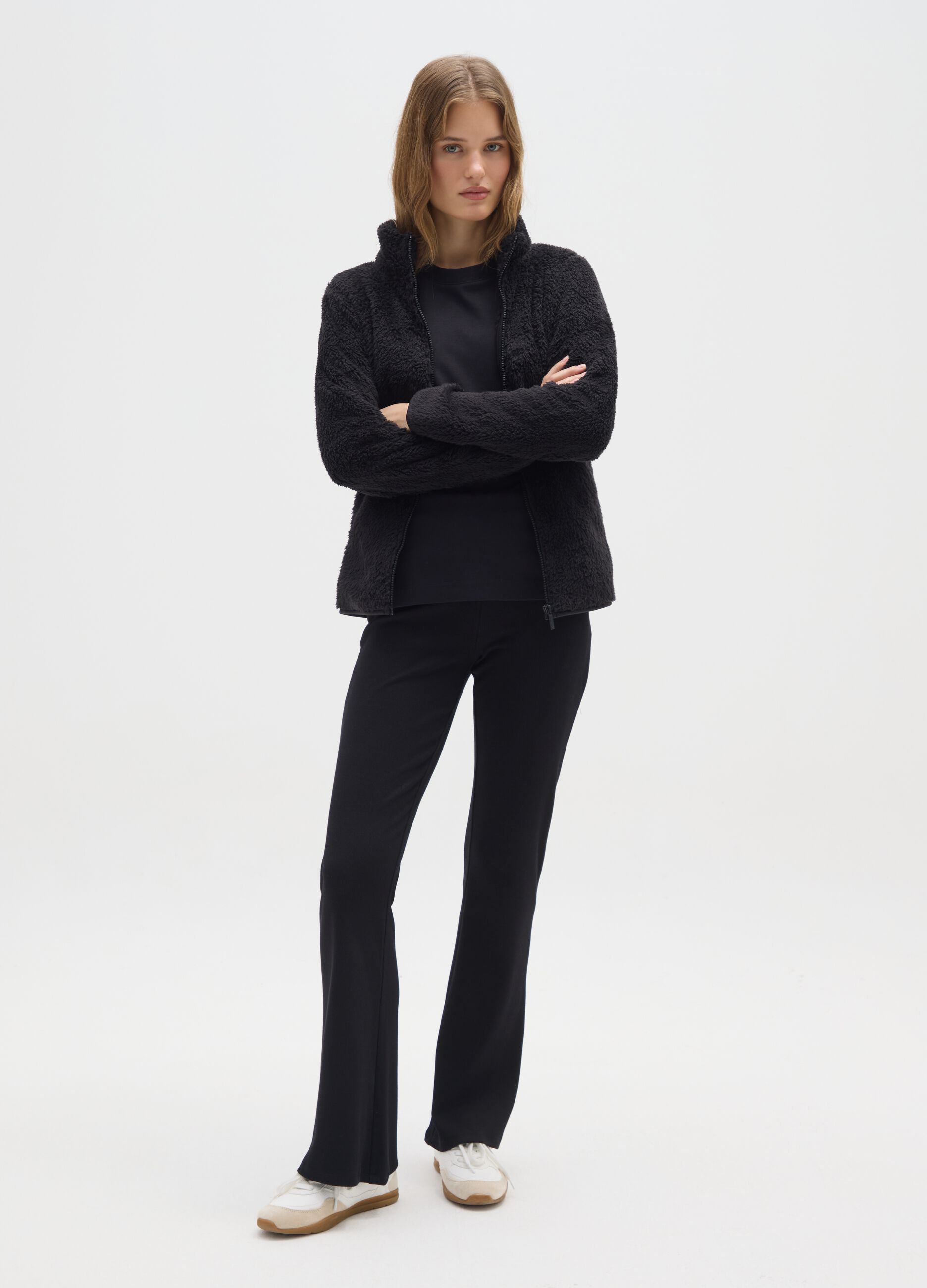 Black regular fit zip sweatshirt