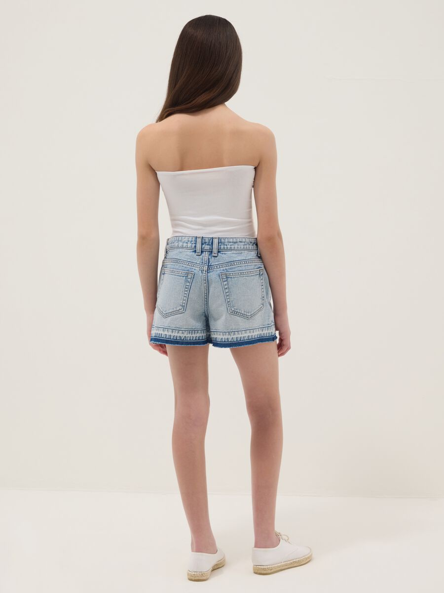 Blue pure cotton denim shorts for girls &ndash; straight fit_1