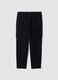 Black slim-fit stretch cotton cargo trousers_0