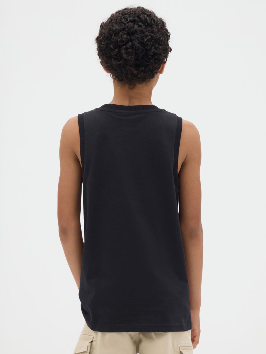 Boys' pure cotton black tank top regular fit_2