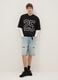 Blue denim skater fit pure cotton shorts with rips_0