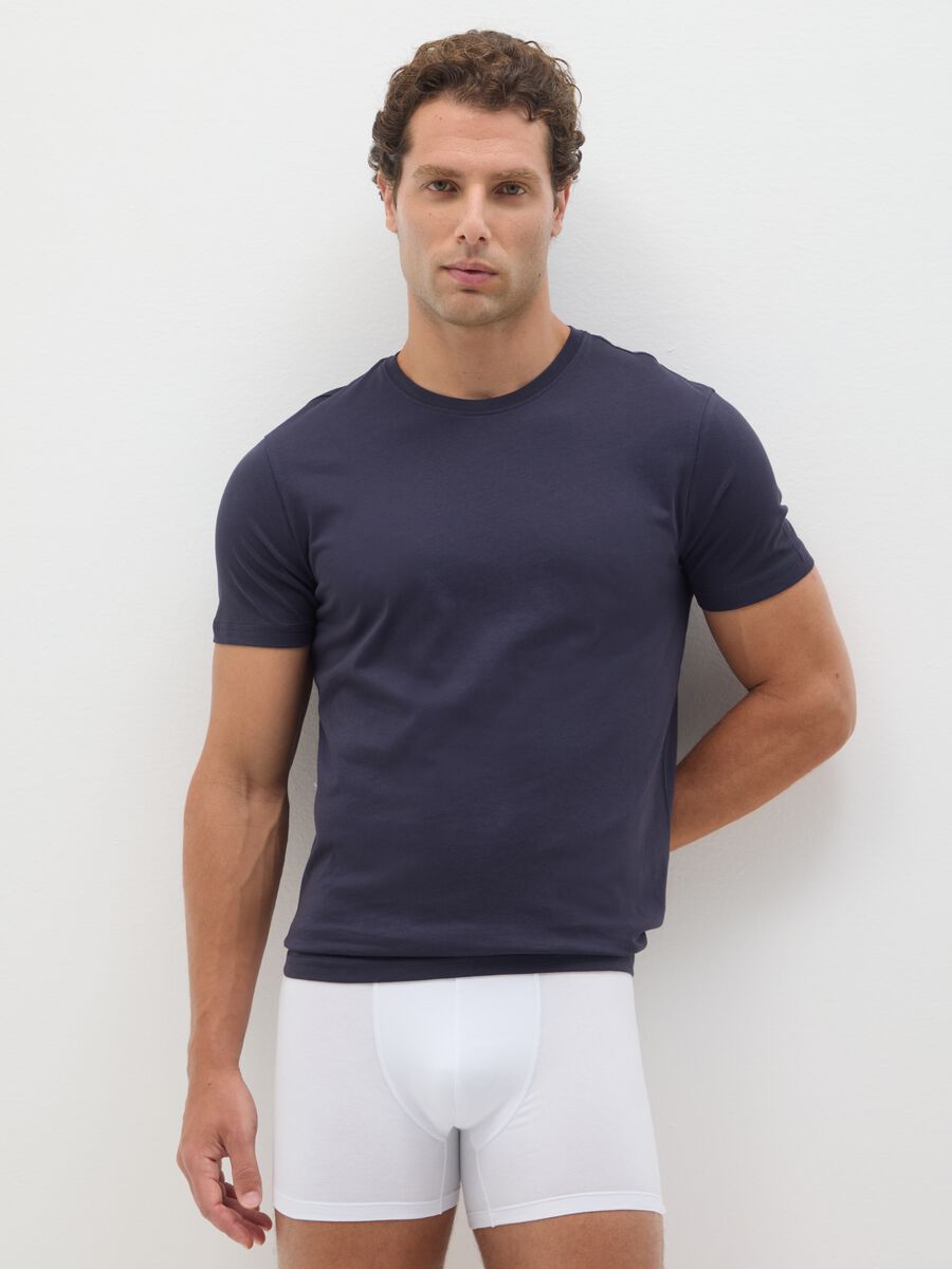 Men's blue pure cotton T-shirt_1