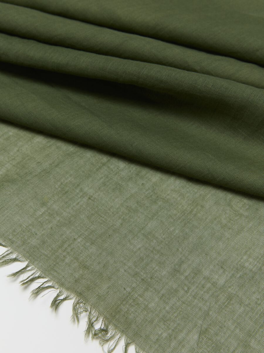Men's Green Pure Cotton Scarf with Fringes_2