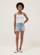 Light blue stretch denim cotton shorts for girls_0