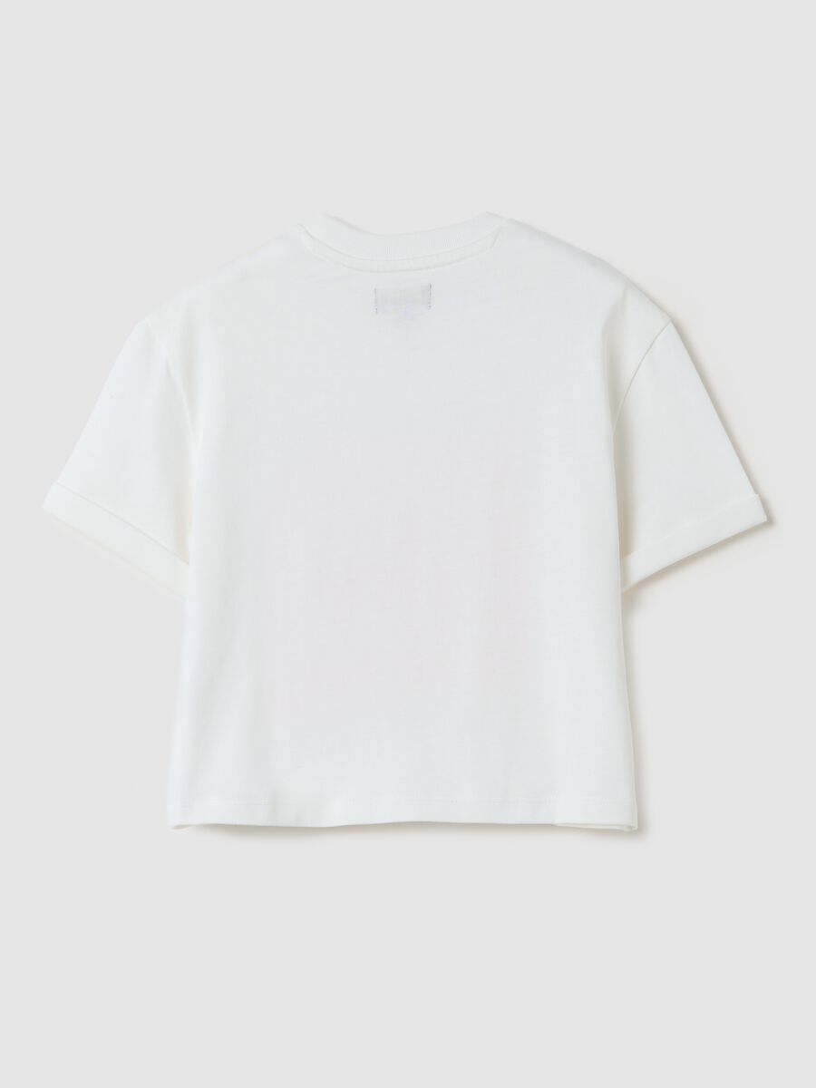 White short-sleeved T-shirt in 100% cotton_4