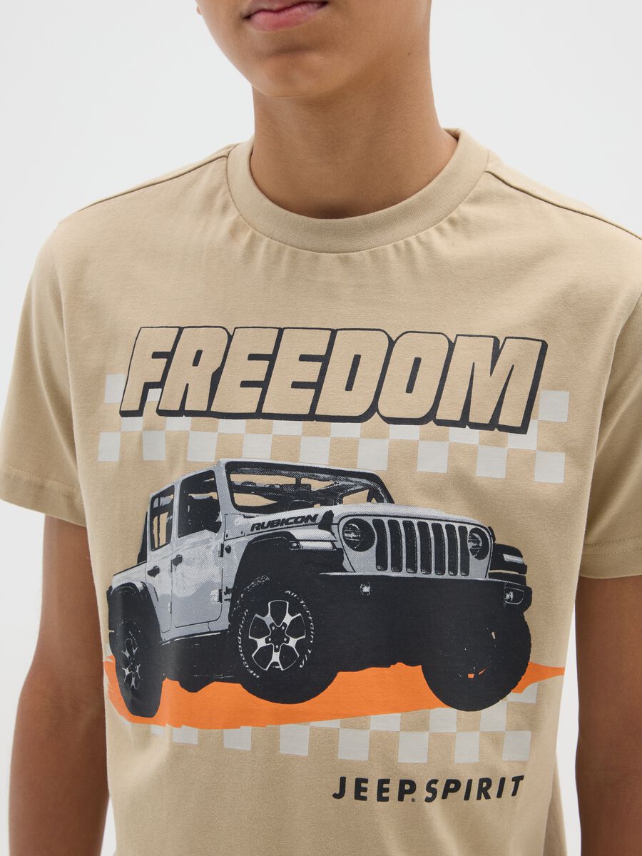 T-shirt da bambino in puro cotone beige regular fit_2