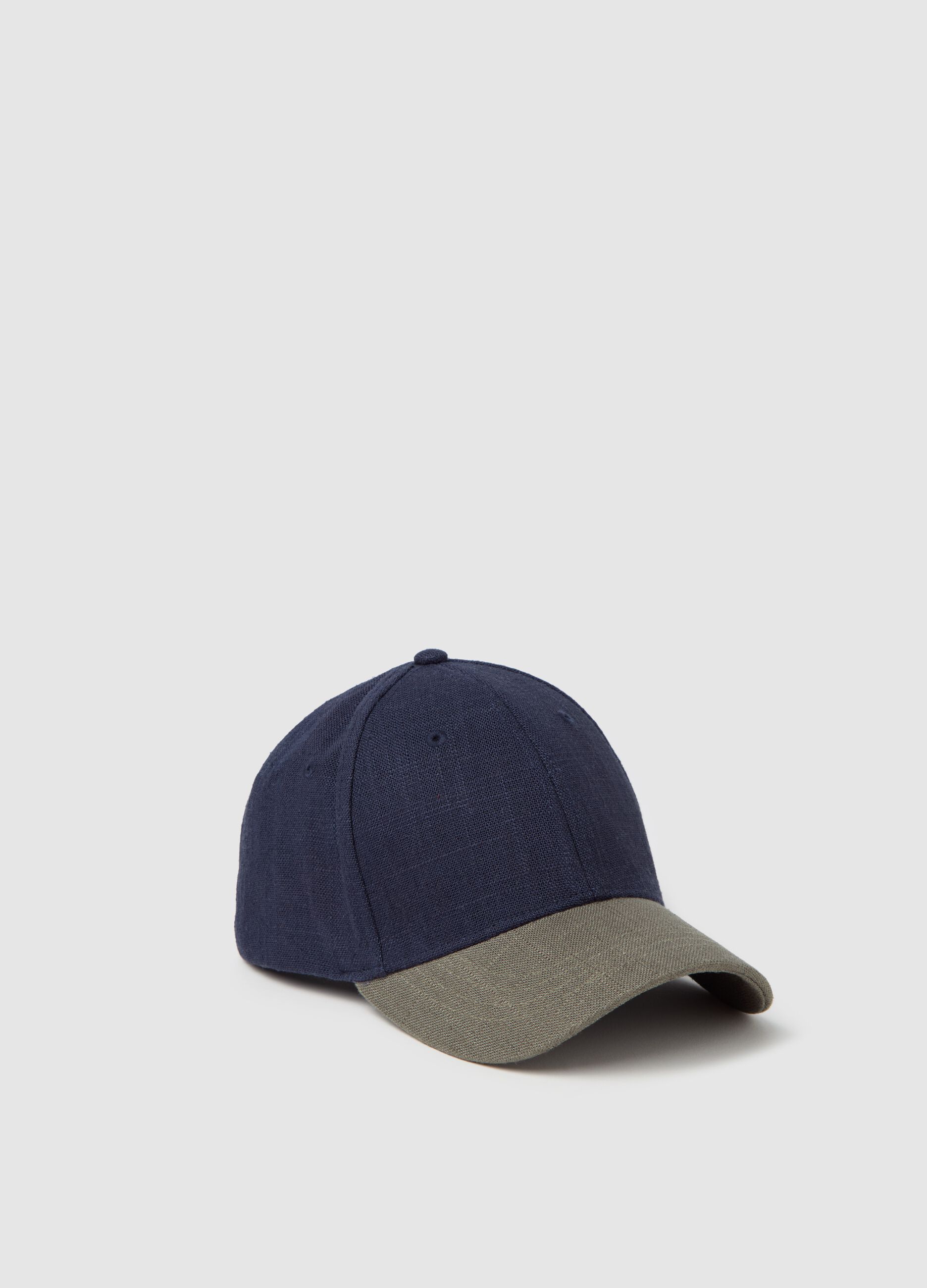 Baseball cap in viscose and linen