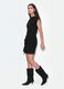 Black stretch-fabric dress with draping, regular fit_0
