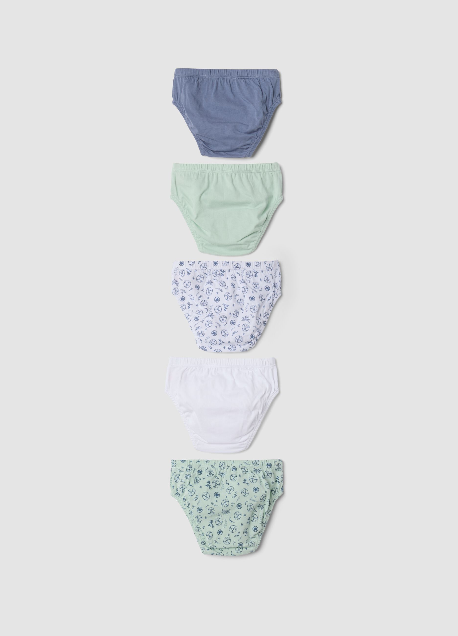 Five-pack of pure organic cotton briefs with MARVEL Spider-Man prints