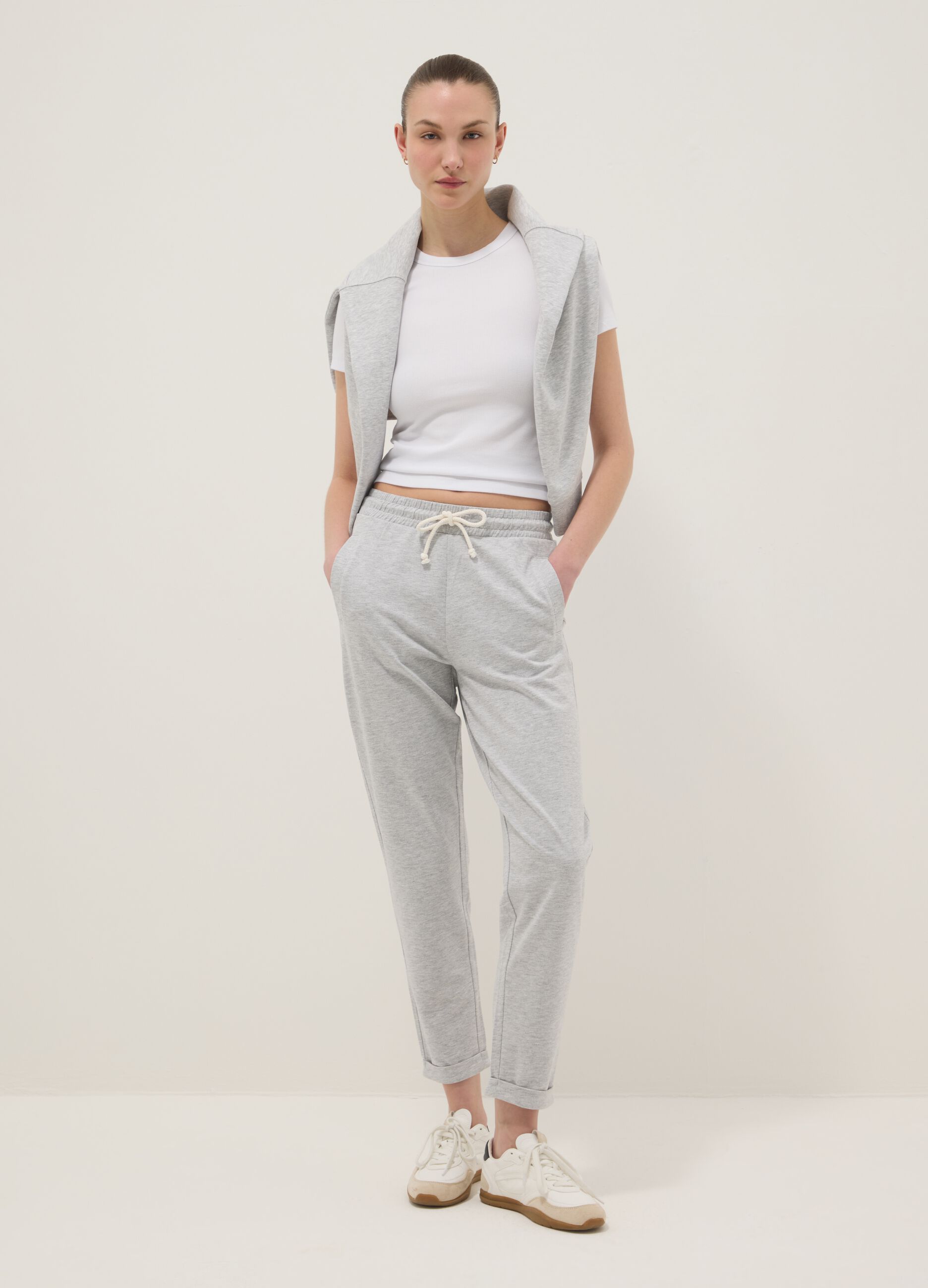 Grey pure cotton joggers, regular fit