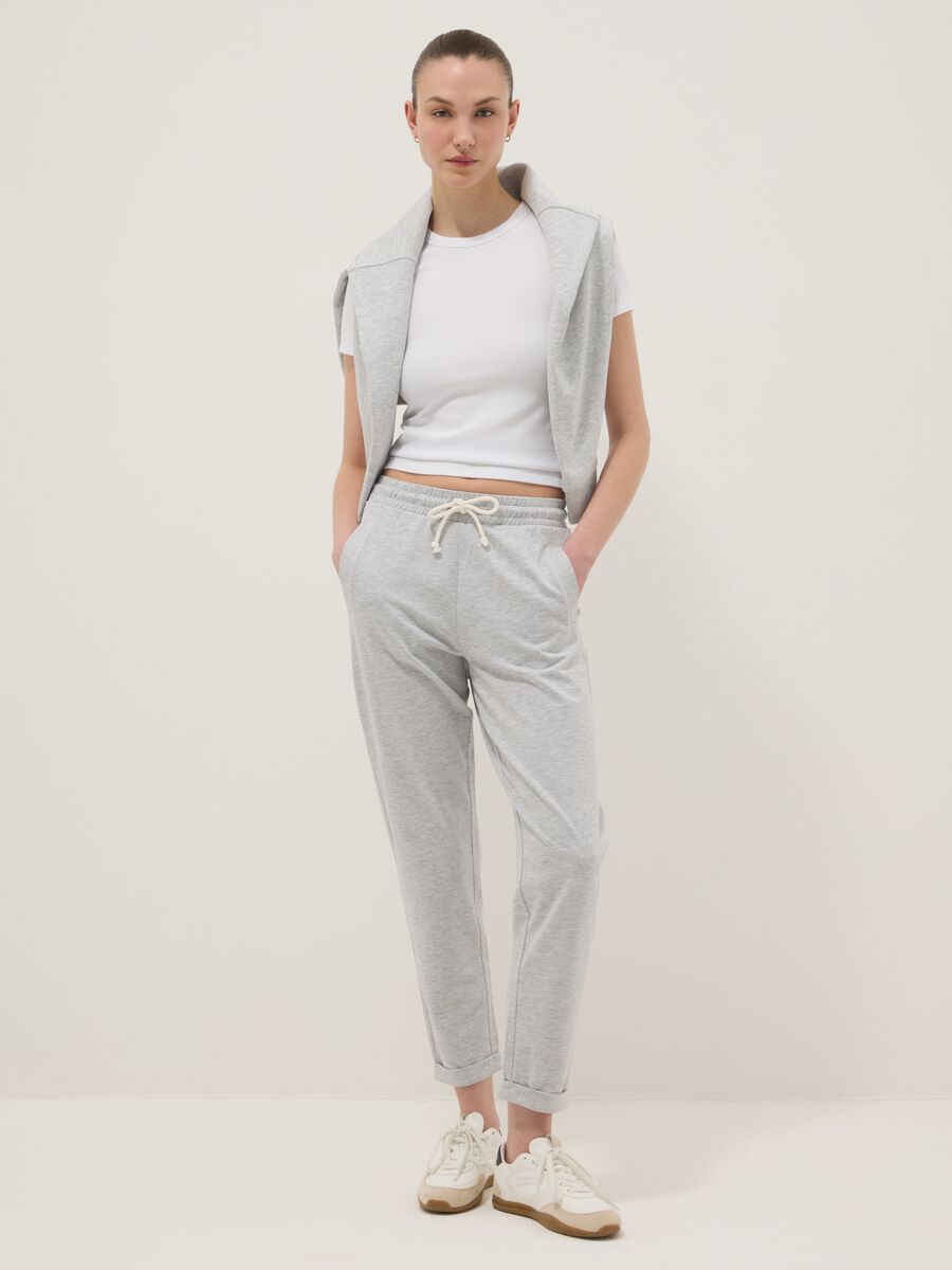 Pantaloni jogger in puro cotone grigi regular fit_0