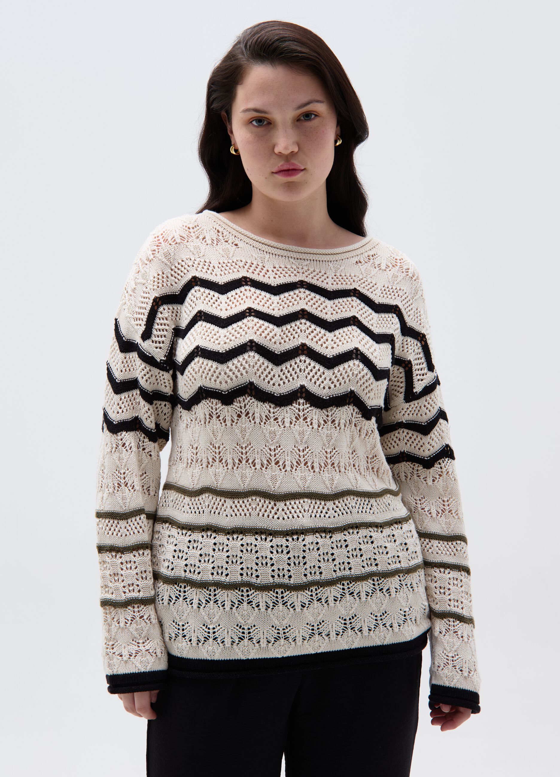 Pullover crochet con disegno zigzag Curvy