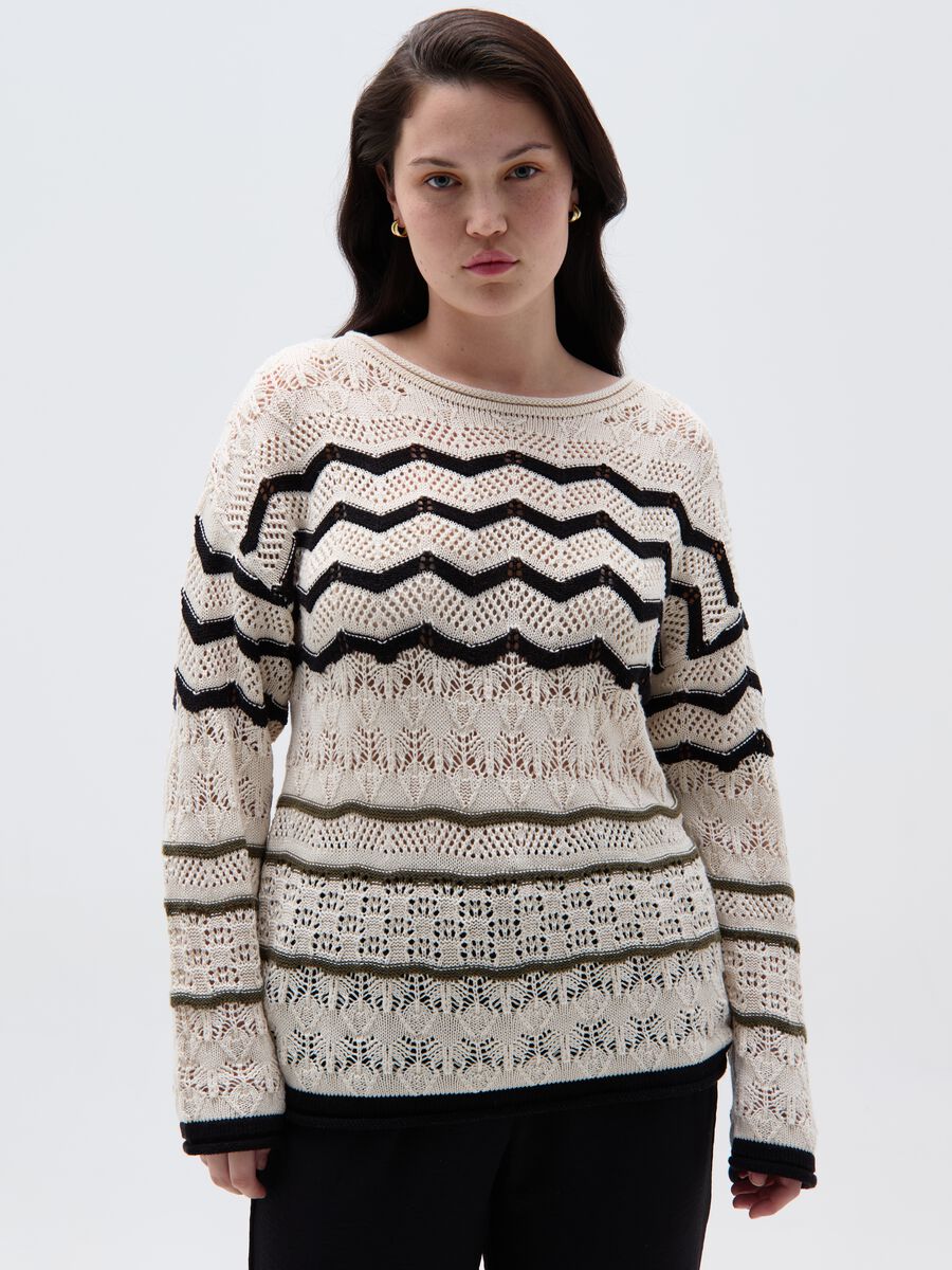 Pullover crochet con disegno zigzag Curvy_1