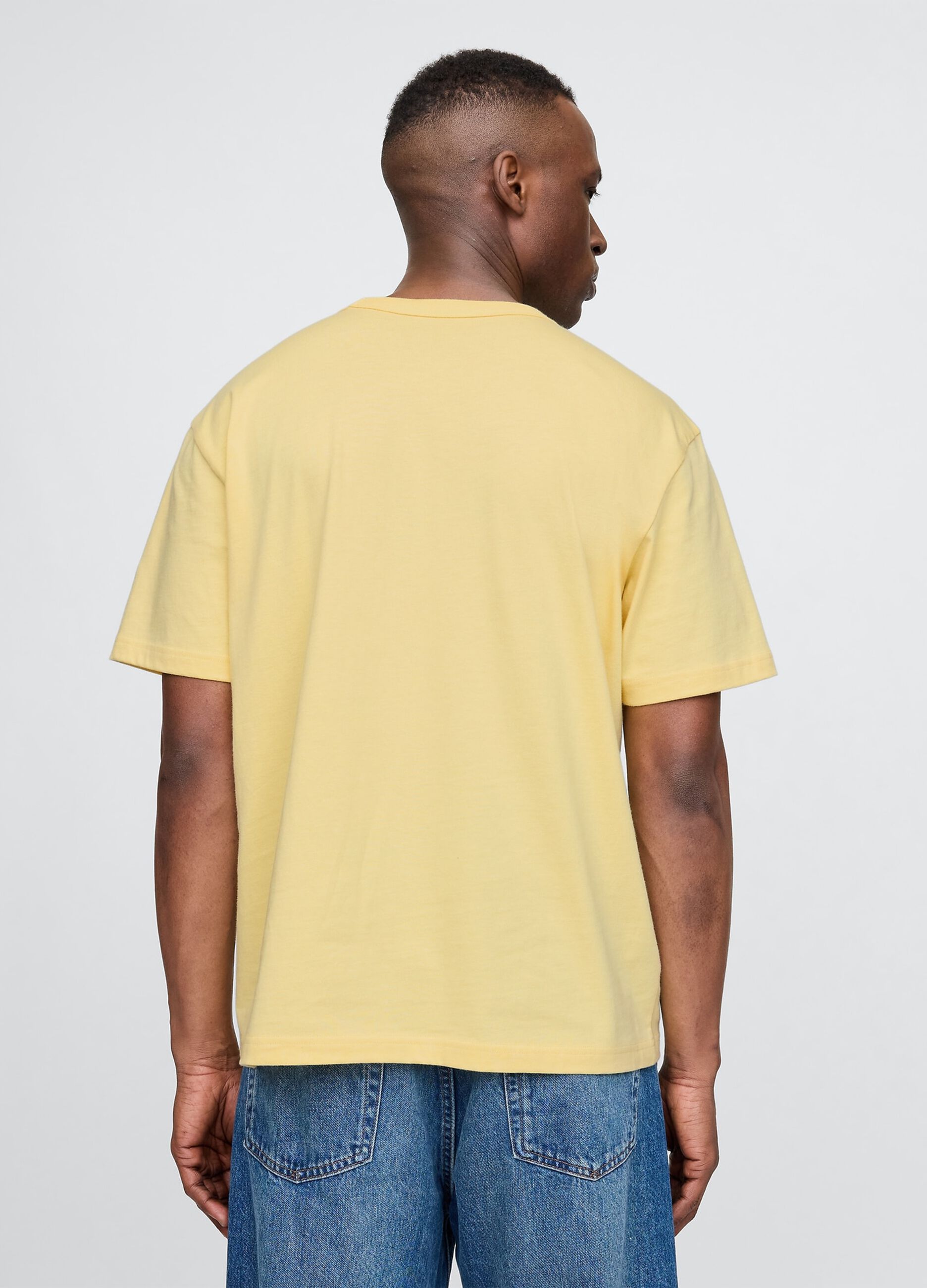Short Sleeve Yellow Cotton T-shirt