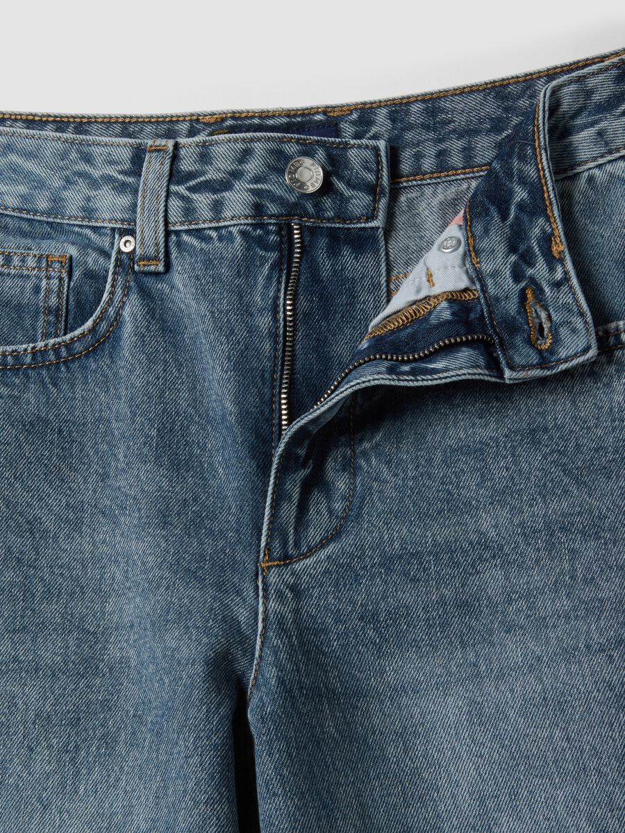 Wide Leg Blue Denim Pure Cotton Jeans_6