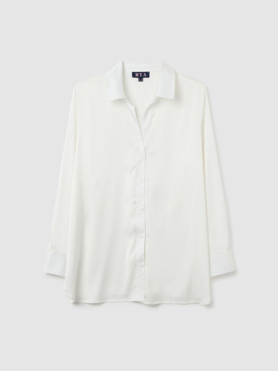 Camicia in satin bianca regular fit_4