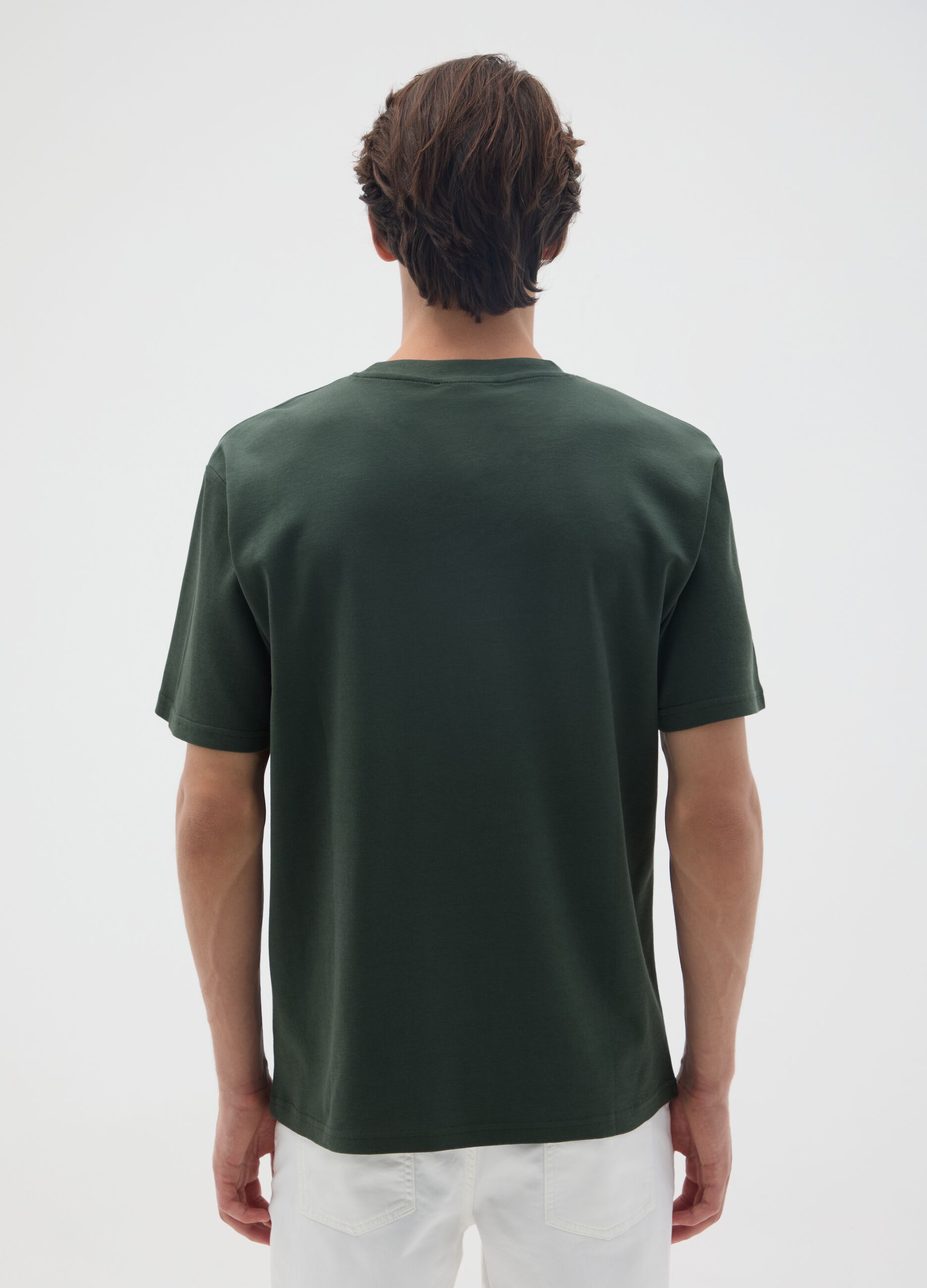 Green Pure Cotton T-shirt - Relaxed Fit