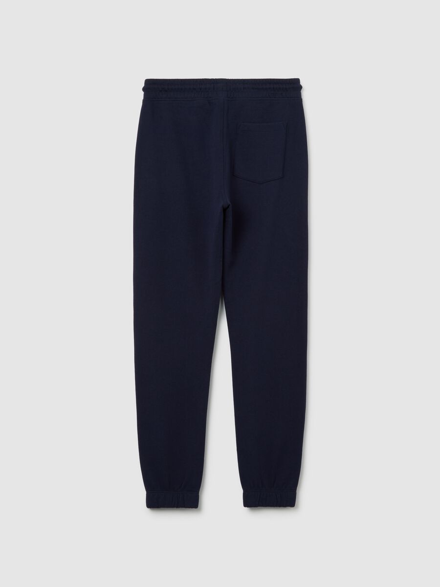 Pantaloni blu da ragazzo in puro cotone regular fit con stampa_1