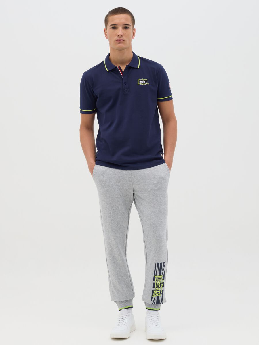 Light grey joggers in fleece with logo print_1