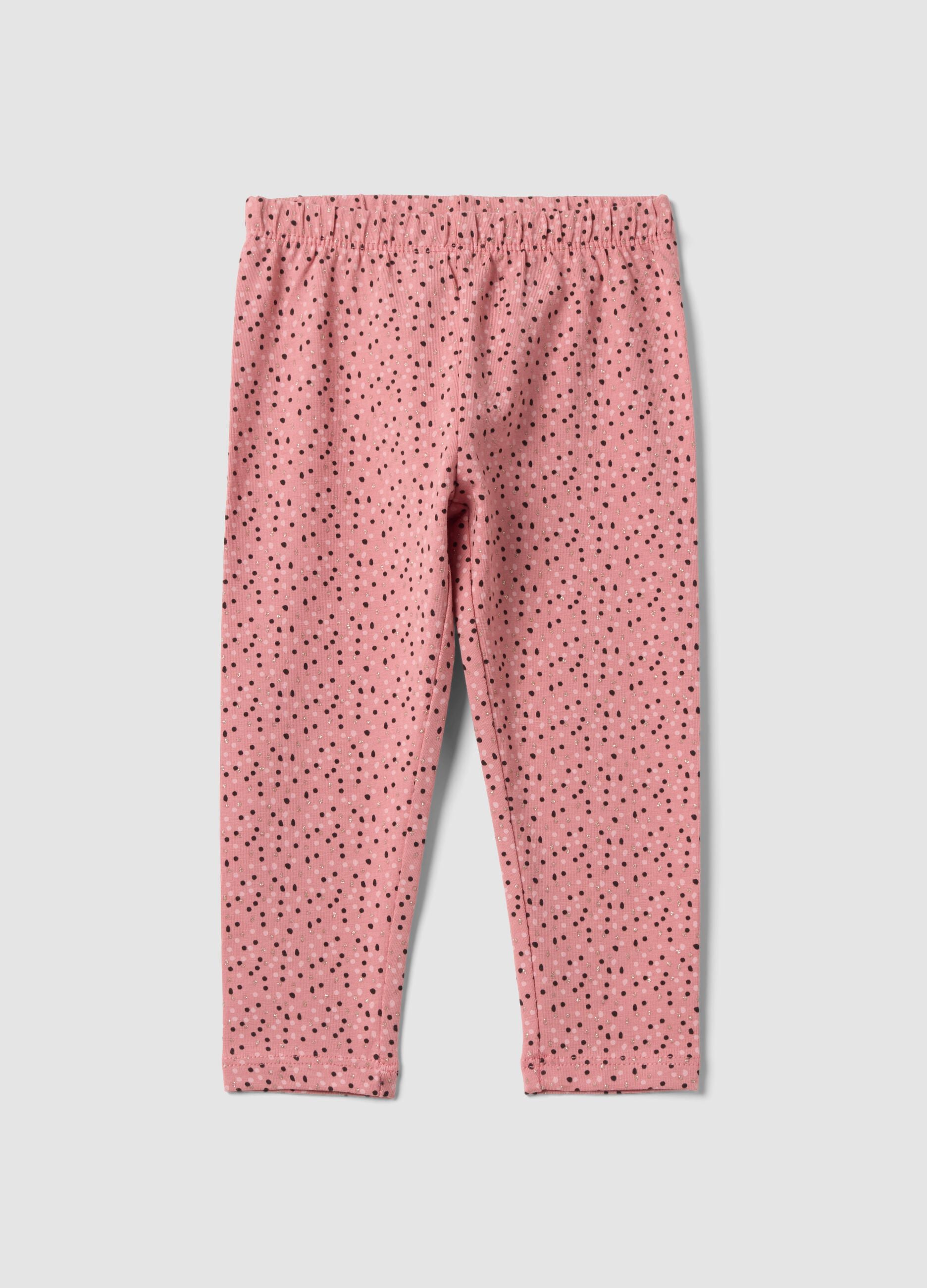 Leggings rosa in cotone organico elasticizzato slim fit per bimba