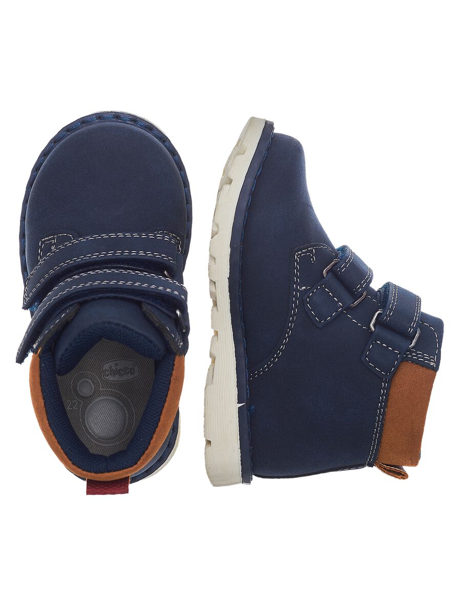 Blue ankle boots in mixed materials_2