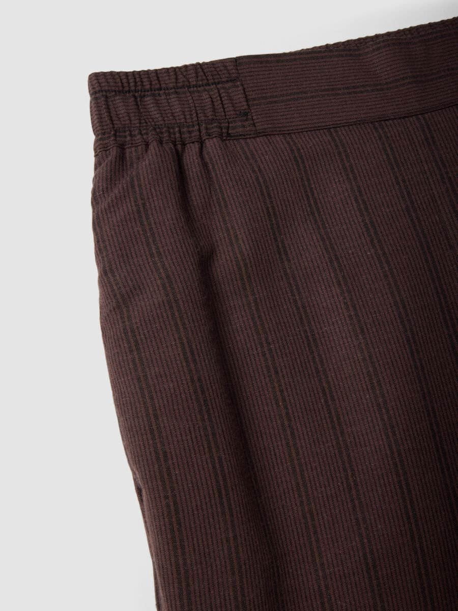 Pantaloni in misto viscosa marroni a righe wide leg_5