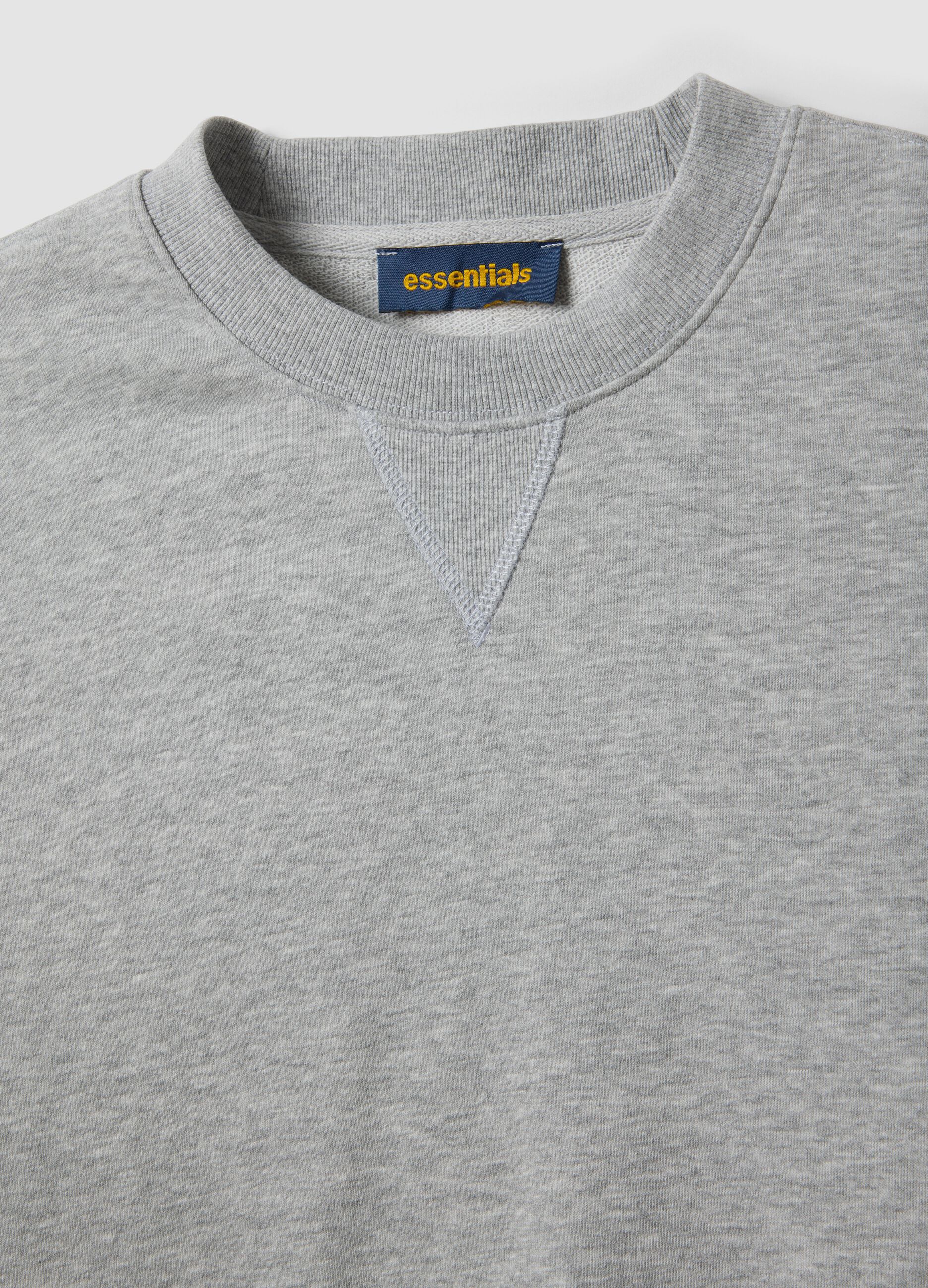 Grey crew-neck cotton-blend sweatshirt, regular fit