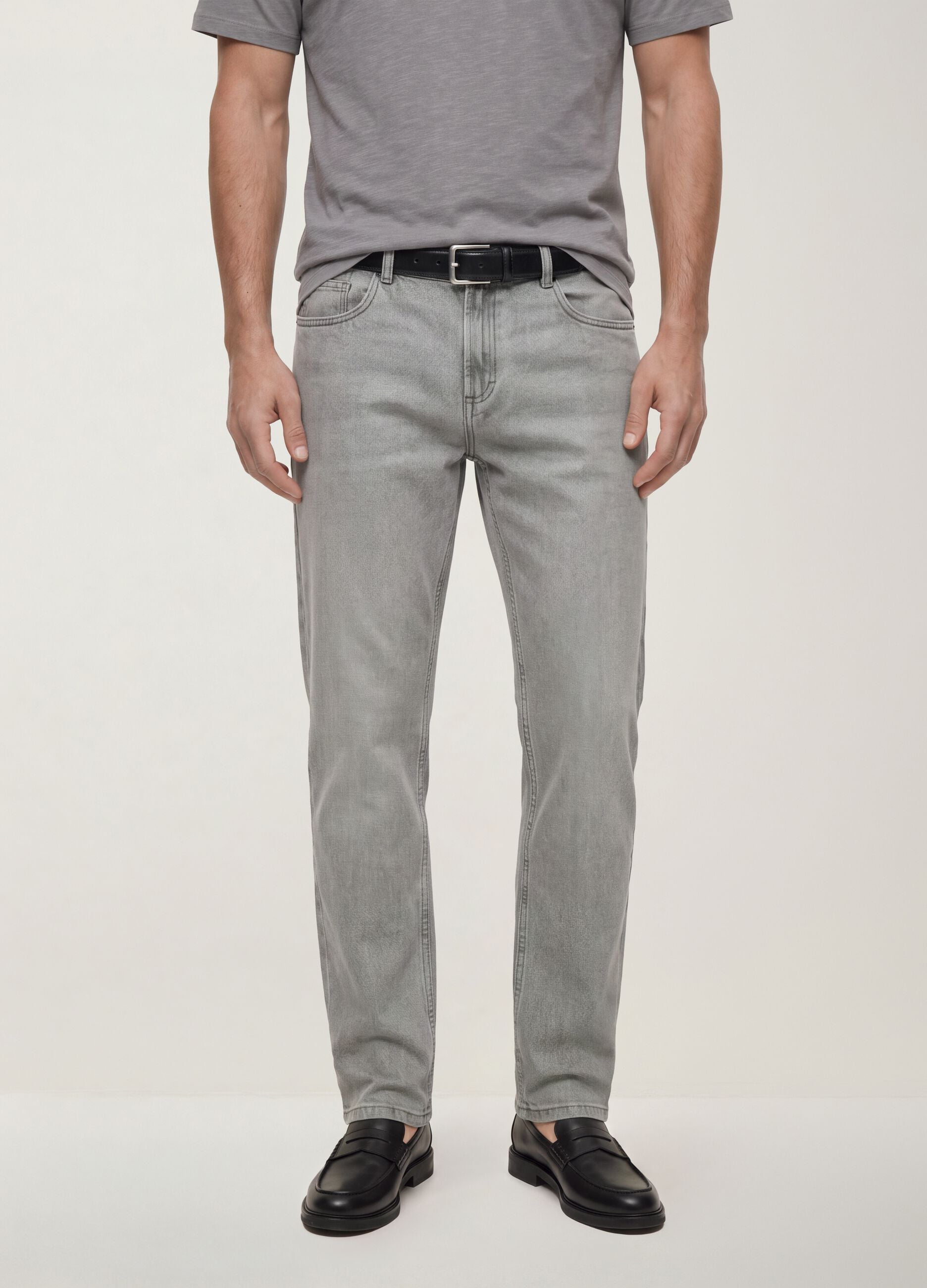 Grey denim jeans in cotton-viscose blend, regular fit
