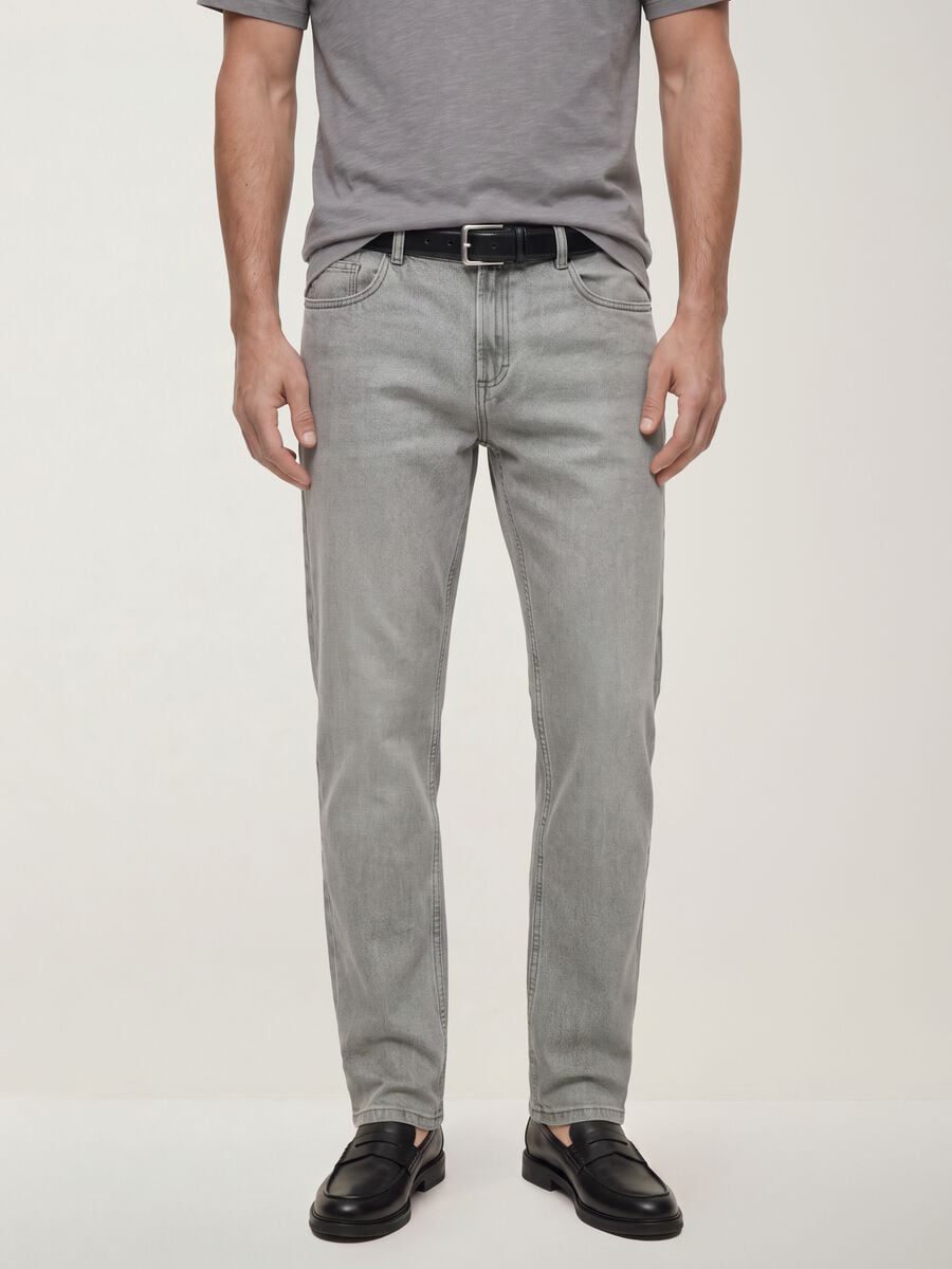Grey denim jeans in cotton and viscose blend, regular fit_2