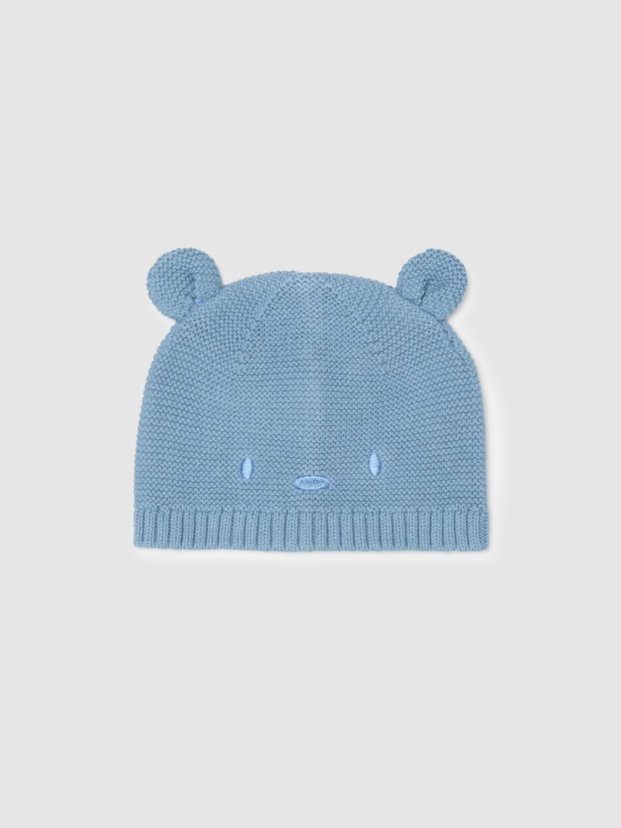 Cappellino da neonato in puro cotone blu con orecchie_0