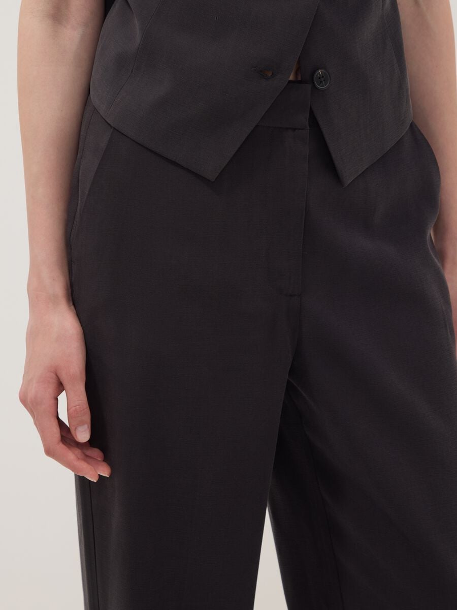 Pantaloni neri in misto viscosa straight fit_3