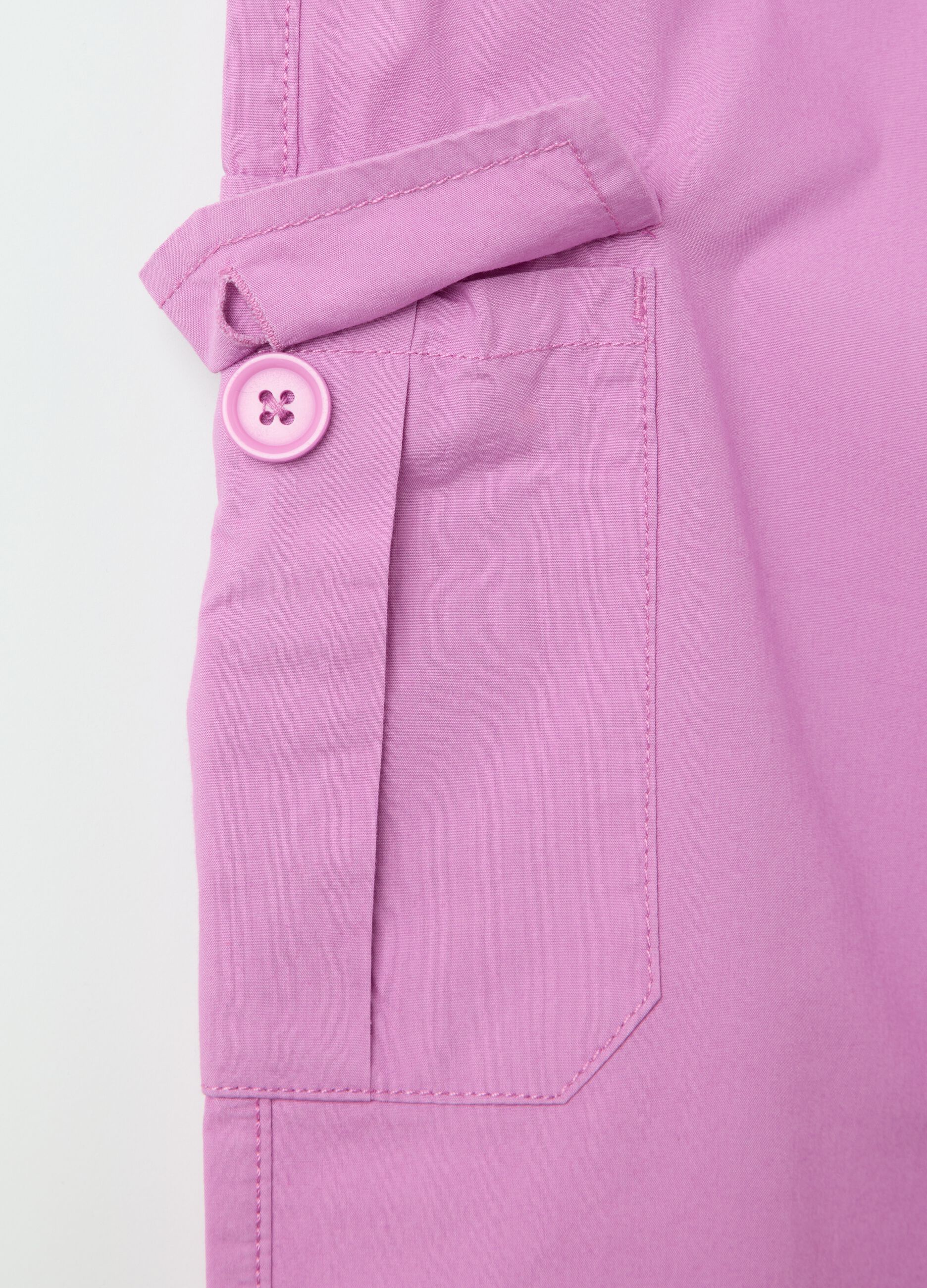 Pantaloni cargo da bambina in puro cotone rosa regular fit