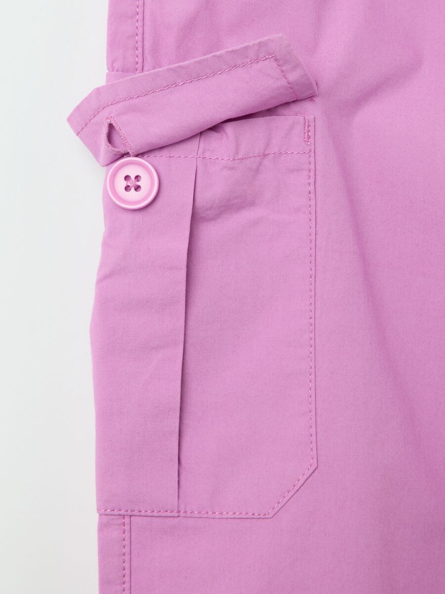 Girls’ cargo trousers in 100% pink cotton with regular fit_2