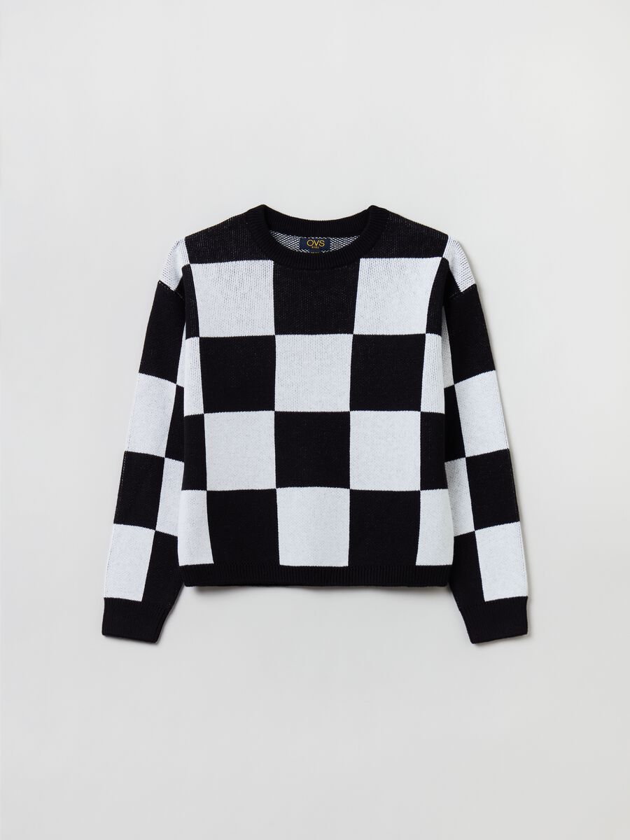 Pullover girocollo a quadri_0