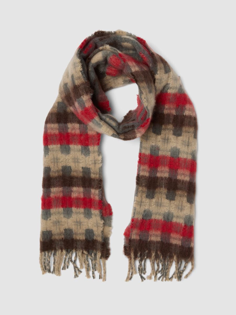 Soft dark grey scarf with fringes_0