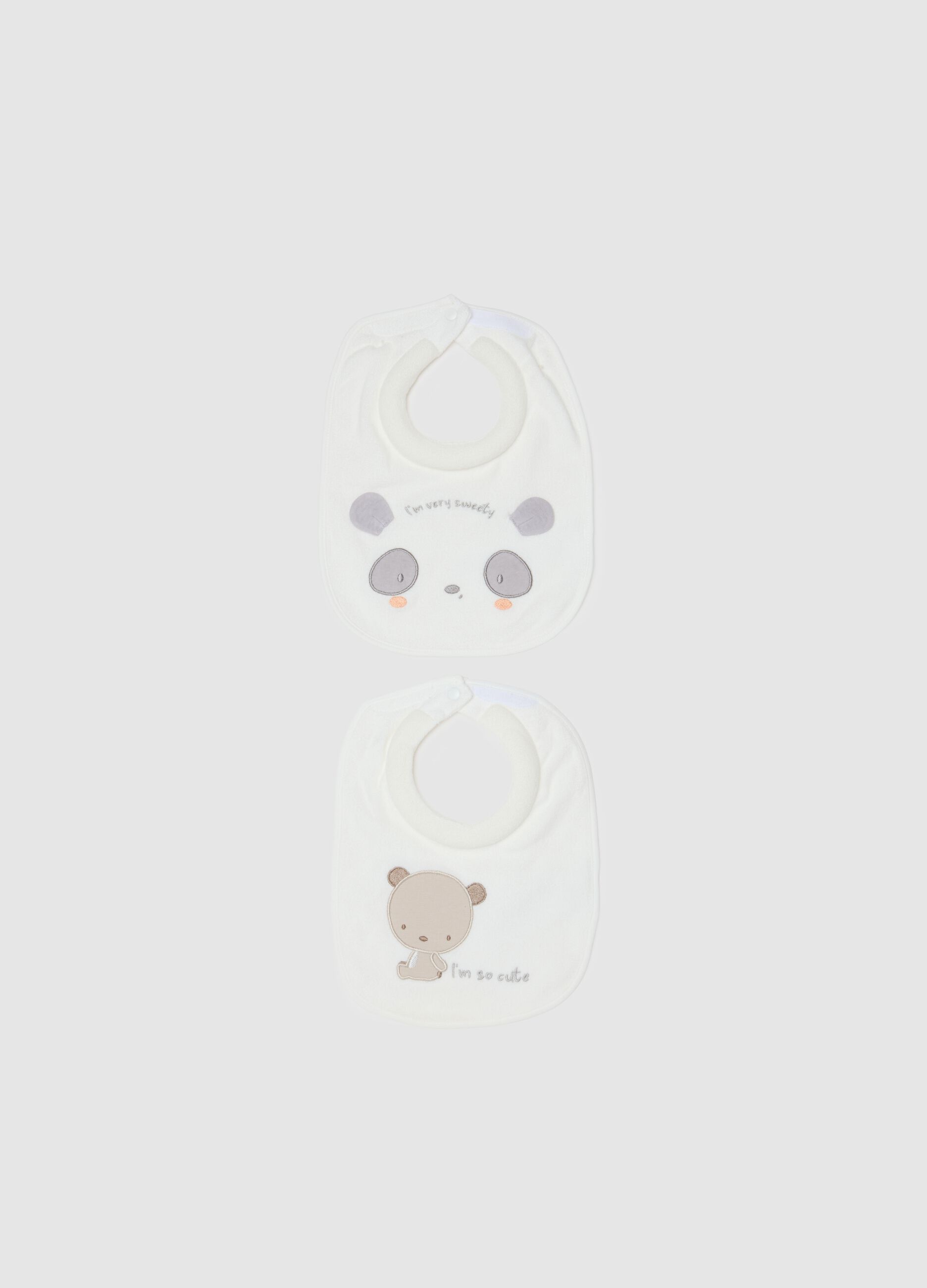Newborn Bibs in Pure White Cotton with Embroidery